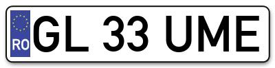 Placuta inmatriculare numar auto  GL-33-UME, GL 33 UME, GL33UME