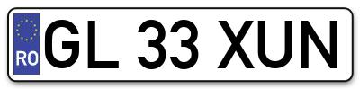 Placuta inmatriculare numar auto  GL-33-XUN, GL 33 XUN, GL33XUN