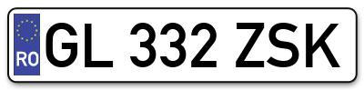 Placuta inmatriculare numar auto  GL-332-ZSK, GL 332 ZSK, GL332ZSK
