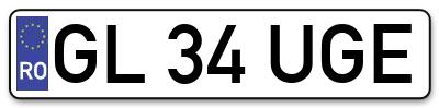 Placuta inmatriculare numar auto  GL-34-UGE, GL 34 UGE, GL34UGE