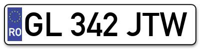 Placuta inmatriculare numar auto  GL-342-JTW, GL 342 JTW, GL342JTW