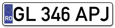 Placuta inmatriculare numar auto  GL-346-APJ, GL 346 APJ, GL346APJ