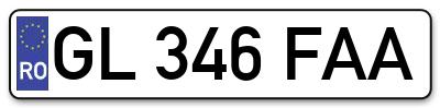Placuta inmatriculare numar auto  GL-346-FAA, GL 346 FAA, GL346FAA