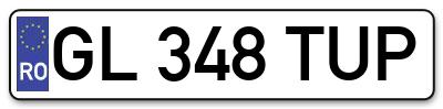 Placuta inmatriculare numar auto  GL-348-TUP, GL 348 TUP, GL348TUP