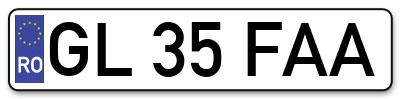 Placuta inmatriculare numar auto  GL-35-FAA, GL 35 FAA, GL35FAA