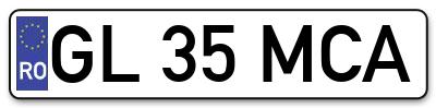 Placuta inmatriculare numar auto  GL-35-MCA, GL 35 MCA, GL35MCA