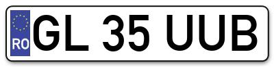 Placuta inmatriculare numar auto  GL-35-UUB, GL 35 UUB, GL35UUB