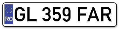 Placuta inmatriculare numar auto  GL-359-FAR, GL 359 FAR, GL359FAR