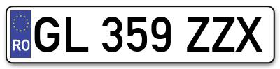 Placuta inmatriculare numar auto  GL-359-ZZX, GL 359 ZZX, GL359ZZX