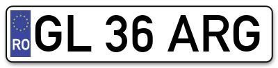 Placuta inmatriculare numar auto  GL-36-ARG, GL 36 ARG, GL36ARG