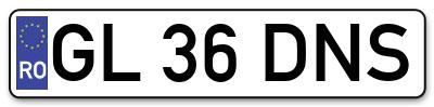 Placuta inmatriculare numar auto  GL-36-DNS, GL 36 DNS, GL36DNS