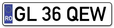 Placuta inmatriculare numar auto  GL-36-QEW, GL 36 QEW, GL36QEW