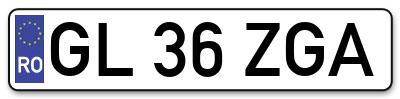 Placuta inmatriculare numar auto  GL-36-ZGA, GL 36 ZGA, GL36ZGA