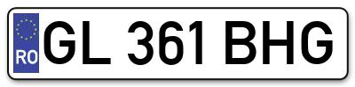 Placuta inmatriculare numar auto  GL-361-BHG, GL 361 BHG, GL361BHG