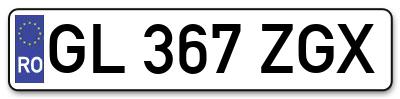 Placuta inmatriculare numar auto  GL-367-ZGX, GL 367 ZGX, GL367ZGX