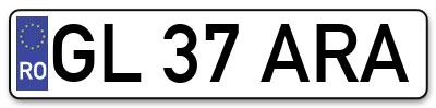 Placuta inmatriculare numar auto  GL-37-ARA, GL 37 ARA, GL37ARA