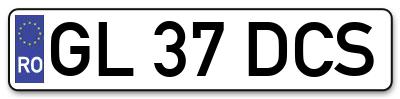 Placuta inmatriculare numar auto  GL-37-DCS, GL 37 DCS, GL37DCS