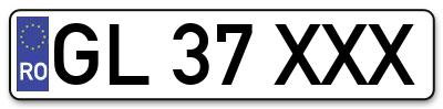 Placuta inmatriculare numar auto  GL-37-XXX, GL 37 XXX, GL37XXX