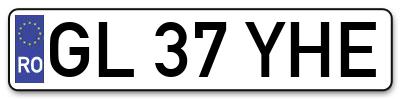 Placuta inmatriculare numar auto  GL-37-YHE, GL 37 YHE, GL37YHE