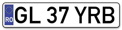 Placuta inmatriculare numar auto  GL-37-YRB, GL 37 YRB, GL37YRB