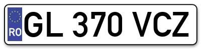 Placuta inmatriculare numar auto  GL-370-VCZ, GL 370 VCZ, GL370VCZ