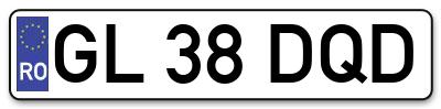 Placuta inmatriculare numar auto  GL-38-DQD, GL 38 DQD, GL38DQD