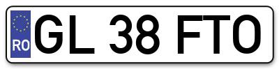 Placuta inmatriculare numar auto  GL-38-FTO, GL 38 FTO, GL38FTO