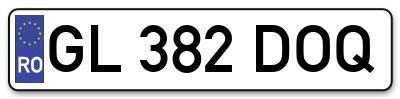 Placuta inmatriculare numar auto  GL-382-DOQ, GL 382 DOQ, GL382DOQ