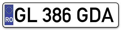 Placuta inmatriculare numar auto  GL-386-GDA, GL 386 GDA, GL386GDA