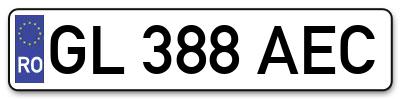 Placuta inmatriculare numar auto  GL-388-AEC, GL 388 AEC, GL388AEC