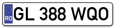 Placuta inmatriculare numar auto  GL-388-WQO, GL 388 WQO, GL388WQO