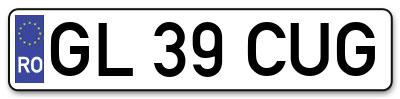Placuta inmatriculare numar auto  GL-39-CUG, GL 39 CUG, GL39CUG