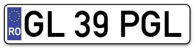 Placuta inmatriculare numar auto  GL-39-PGL, GL 39 PGL, GL39PGL