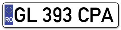 Placuta inmatriculare numar auto  GL-393-CPA, GL 393 CPA, GL393CPA