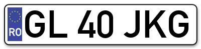 Placuta inmatriculare numar auto  GL-40-JKG, GL 40 JKG, GL40JKG