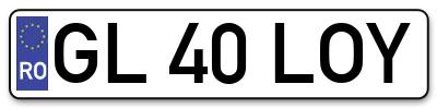 Placuta inmatriculare numar auto  GL-40-LOY, GL 40 LOY, GL40LOY