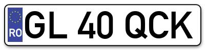 Placuta inmatriculare numar auto  GL-40-QCK, GL 40 QCK, GL40QCK