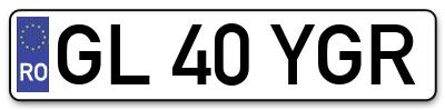 Placuta inmatriculare numar auto  GL-40-YGR, GL 40 YGR, GL40YGR