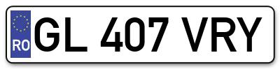 Placuta inmatriculare numar auto  GL-407-VRY, GL 407 VRY, GL407VRY
