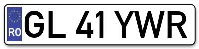 Placuta inmatriculare numar auto  GL-41-YWR, GL 41 YWR, GL41YWR
