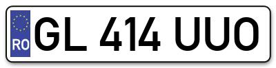 Placuta inmatriculare numar auto  GL-414-UUO, GL 414 UUO, GL414UUO