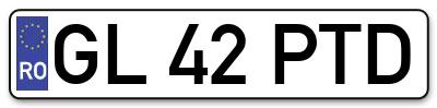 Placuta inmatriculare numar auto  GL-42-PTD, GL 42 PTD, GL42PTD