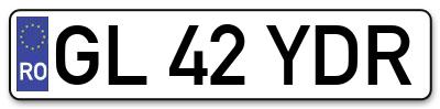 Placuta inmatriculare numar auto  GL-42-YDR, GL 42 YDR, GL42YDR