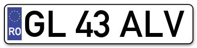 Placuta inmatriculare numar auto  GL-43-ALV, GL 43 ALV, GL43ALV