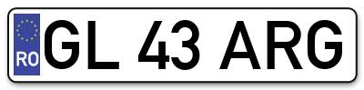 Placuta inmatriculare numar auto  GL-43-ARG, GL 43 ARG, GL43ARG