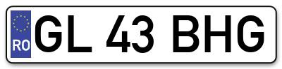 Placuta inmatriculare numar auto  GL-43-BHG, GL 43 BHG, GL43BHG