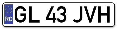 Placuta inmatriculare numar auto  GL-43-JVH, GL 43 JVH, GL43JVH