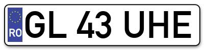 Placuta inmatriculare numar auto  GL-43-UHE, GL 43 UHE, GL43UHE