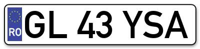 Placuta inmatriculare numar auto  GL-43-YSA, GL 43 YSA, GL43YSA