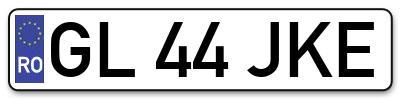 Placuta inmatriculare numar auto  GL-44-JKE, GL 44 JKE, GL44JKE